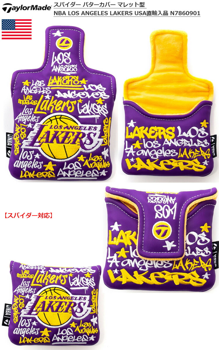 テーラーメイド スパイダー パターカバー マレット型 NBA LOS ANGELES LAKERS N7860901 ヘッドカバー USA直輸入品