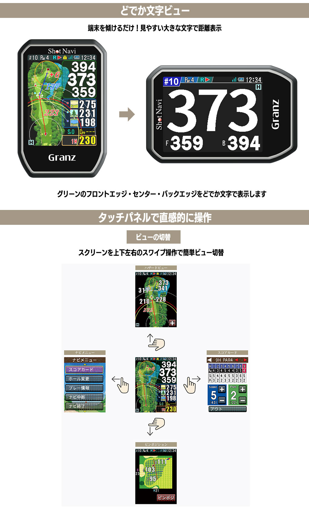 ショットナビ ゴルフ距離計 Granz グランツ 距離測定機 GPSゴルフナビ 