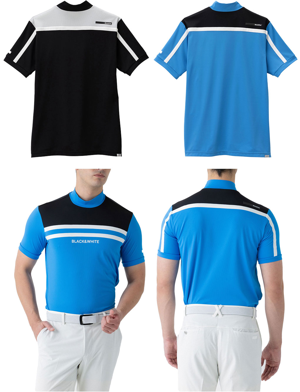 Black &amp; White Sportswear - ブラック＆ホワイト【M】 アルファドライ3Dラインモックネックシャツ Black＆White Black&White アルファドライ3Dラインモックネック
