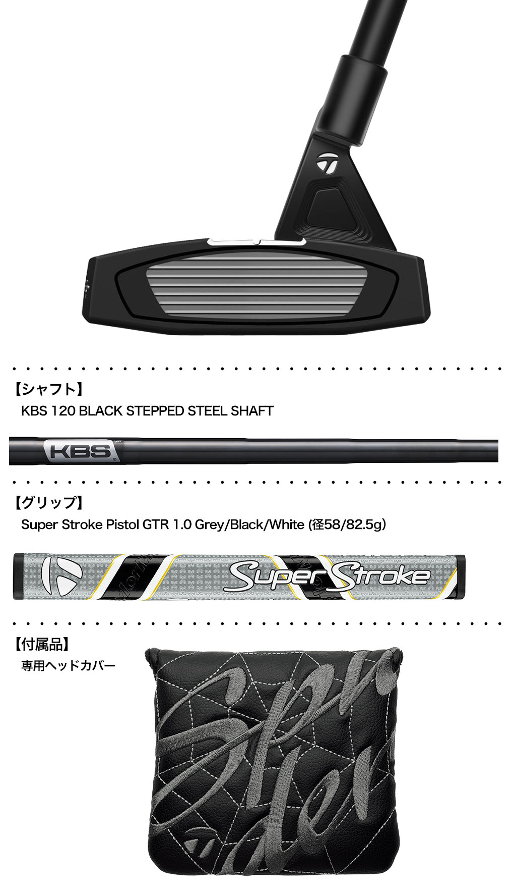 テーラーメイド スパイダーGT X ブラック トラスヒール パター TM1