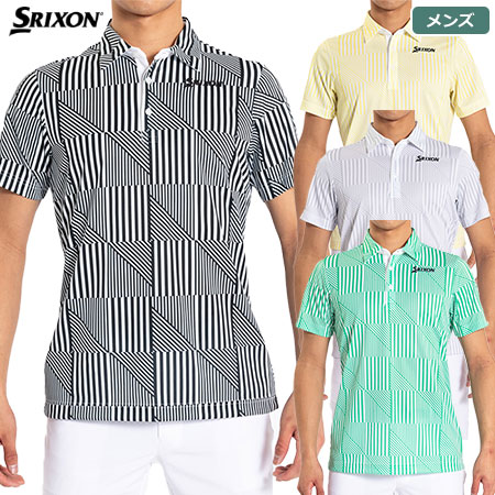 スリクソン 変形ストライププリントシャツ RGMVJA19 メンズ SRIXON 2023春夏モデル 日本正規品