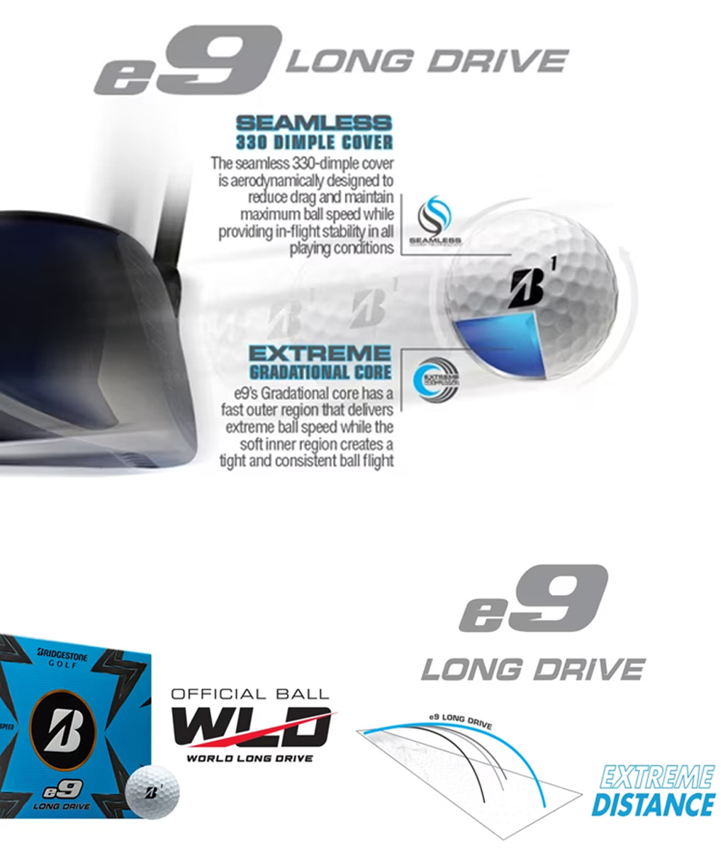 BRIDGESTONE GOLF 2023 e9 LONG DRIVE ゴルフボール 1ダース（12球入） 2ピース USA直輸入品  :100101990212:JYPERS(ジーパーズ) 通販 