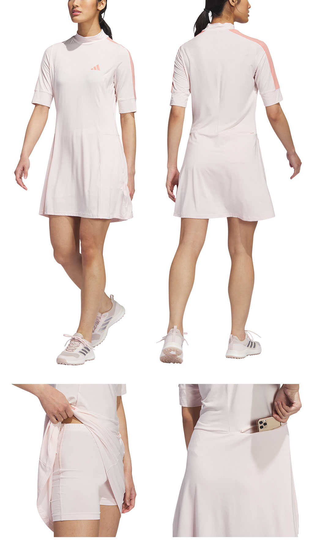 adidas（アディダス） ストレッチ モックネック 半袖ワンピース IKR14