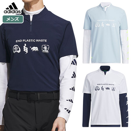 アディダス モックネック レイヤード EPW グラフィック L/Sストレッチシャツ MKS00 メンズ adidas 2023秋冬モデル 日本正規品