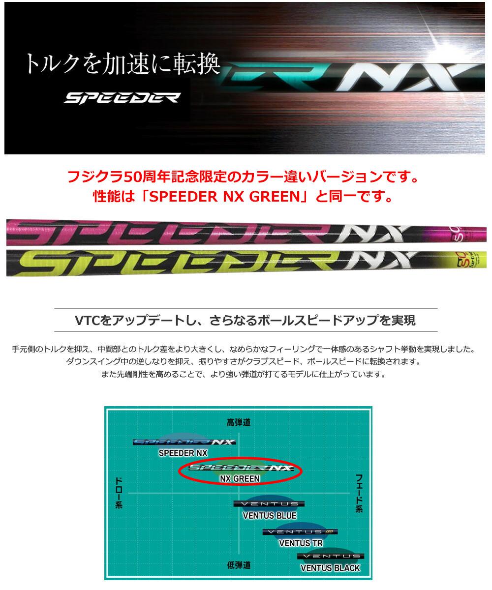 日本オーダー ピン スリーブ付きシャフト フジクラ 50周年記念限定 SPEEDER NX 50th (G430／G425／G410)