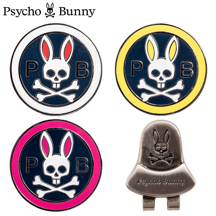 サイコバニー ゴルフマーカー Psycho Bunny 2.8 BUNNY ボールマーカー PBMG3SM1｜jypers