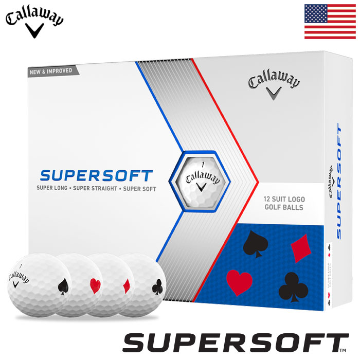 キャロウェイ Supersoft Suits 2023 ゴルフボール 1ダース 全12球入 トランプ柄 2023年モデル Callaway USA直輸入品｜jypers
