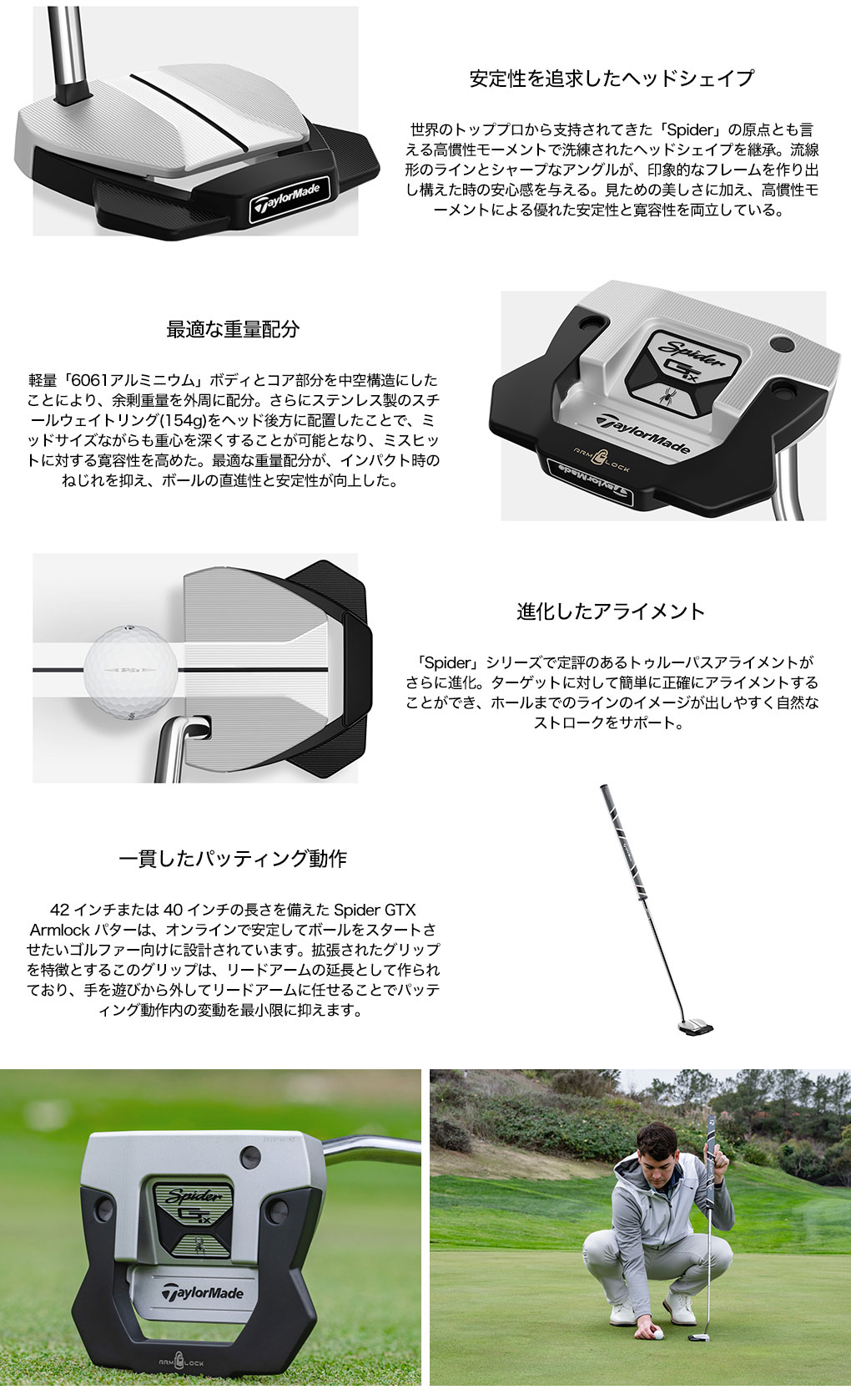 テーラーメイド SPIDER GTX ARMLOCK スパイダー GTX アームロック 中尺
