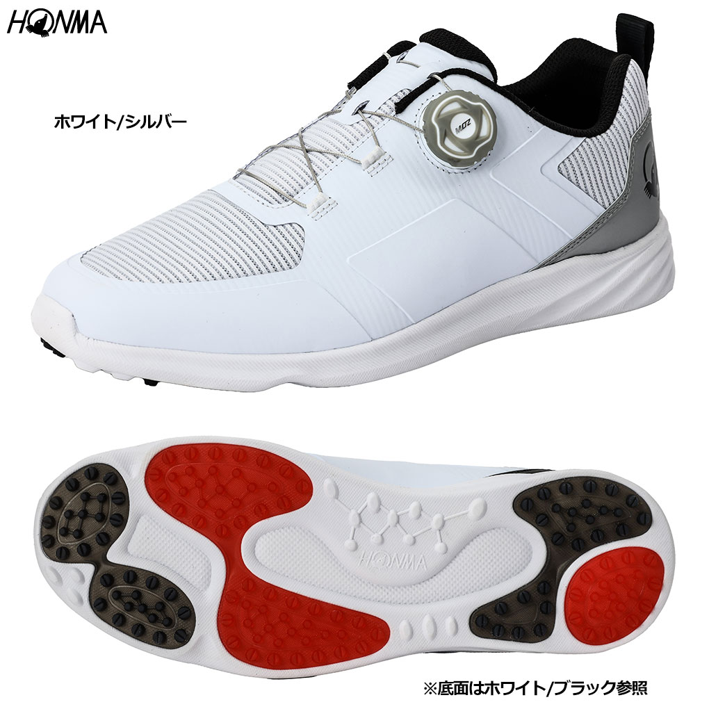 ホンマ 4Eダイヤル式 スパイクレスシューズ WHITE×SILVER 24.0