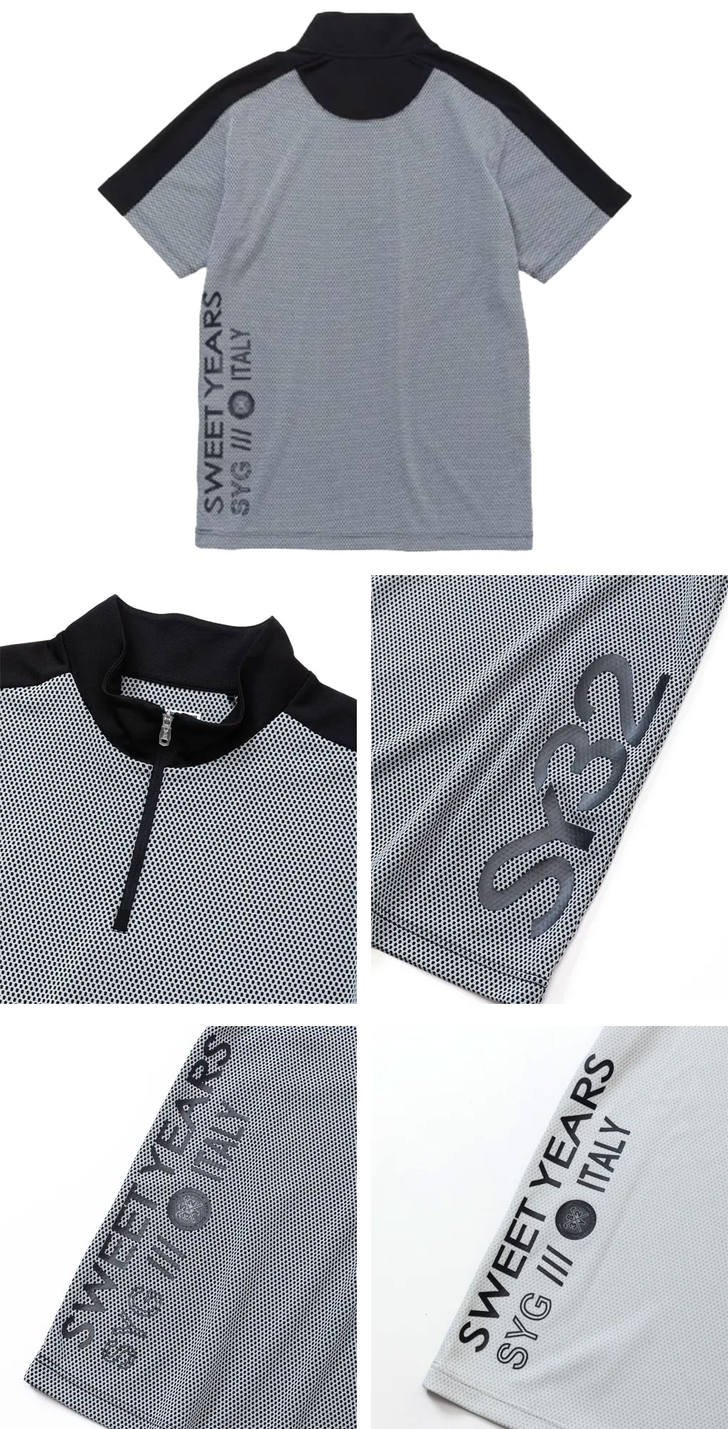 SY32 GOLF SYG-24S21 DIMPLE MESH ZIP UP MOCK シャツ 半袖 メンズ 日本正規品 2024春夏モデル｜jypers｜03