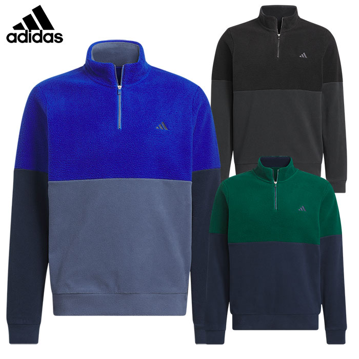アディダス 保温 フリース カラーブロック 長袖プルオーバー JTX67 メンズ ゴルフウェア 2024秋冬モデル adidas 日本正規品