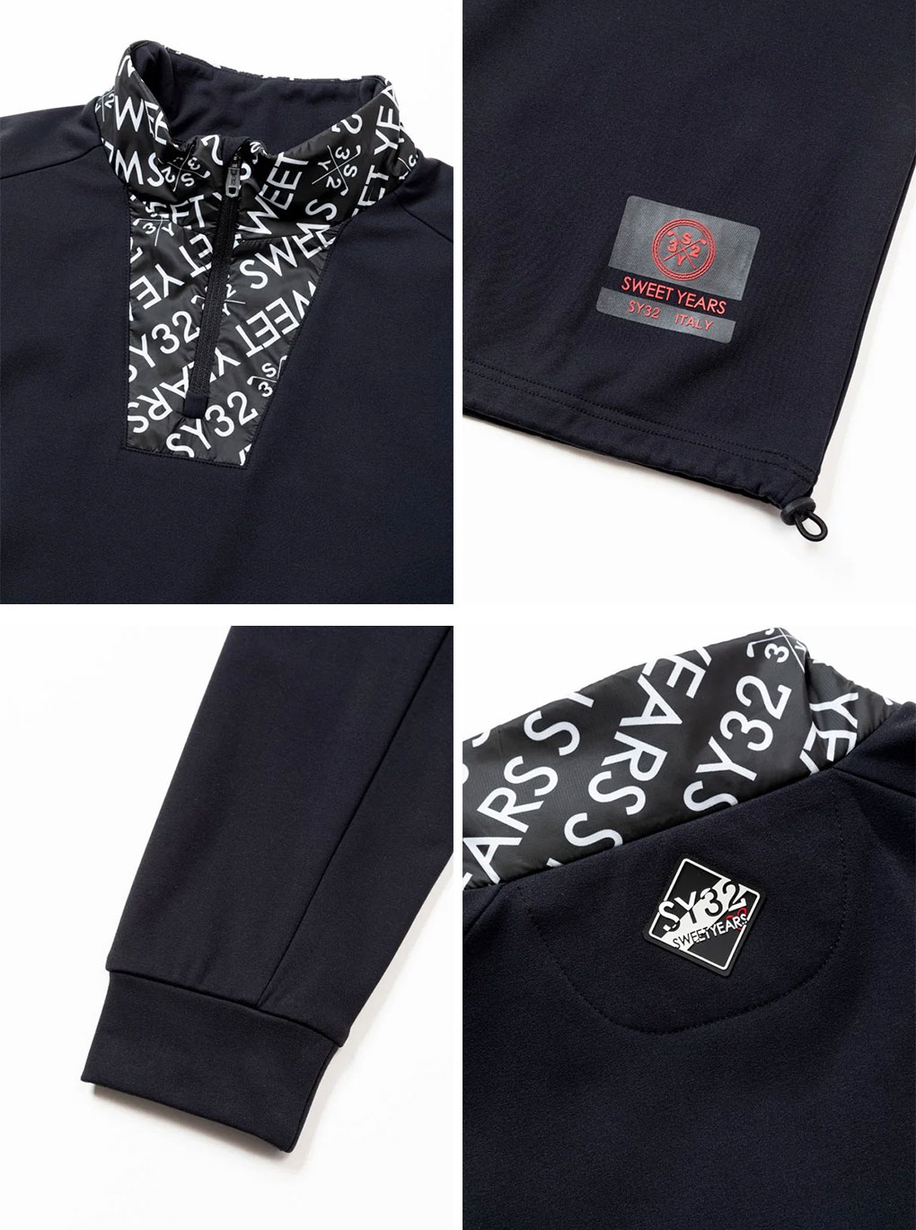 新品 SY32 GOLF NECK GRAPHIC HALF-ZIP MOCK