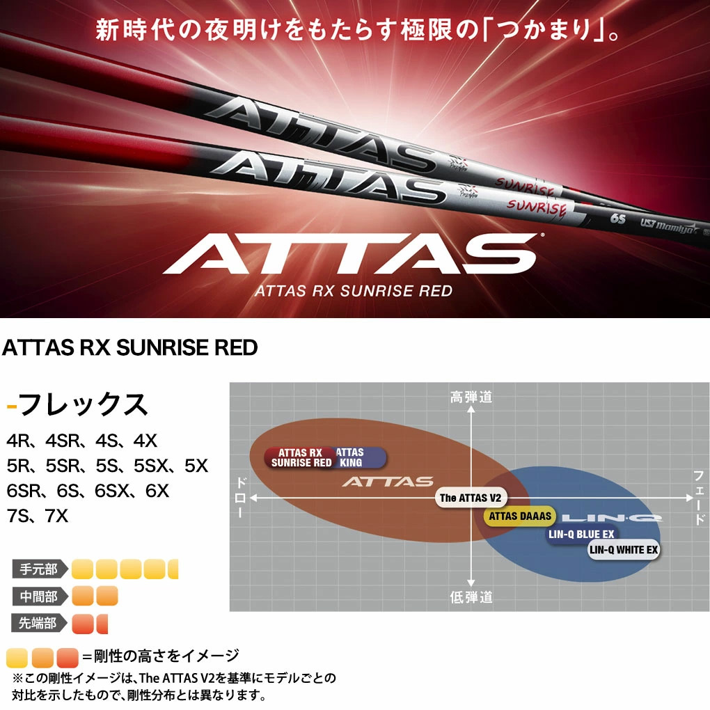 最も  ATTAS SUNRISE テーラーメイドスリーブ 6S シャフト クラブ