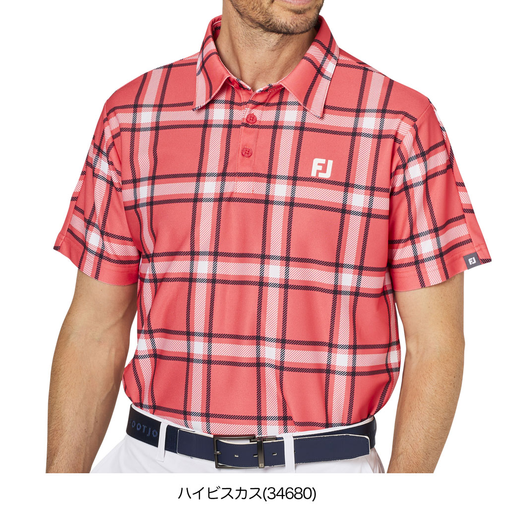 FootJoy（フットジョイ） チェックプリント半袖鹿の子シャツ FJ-F25