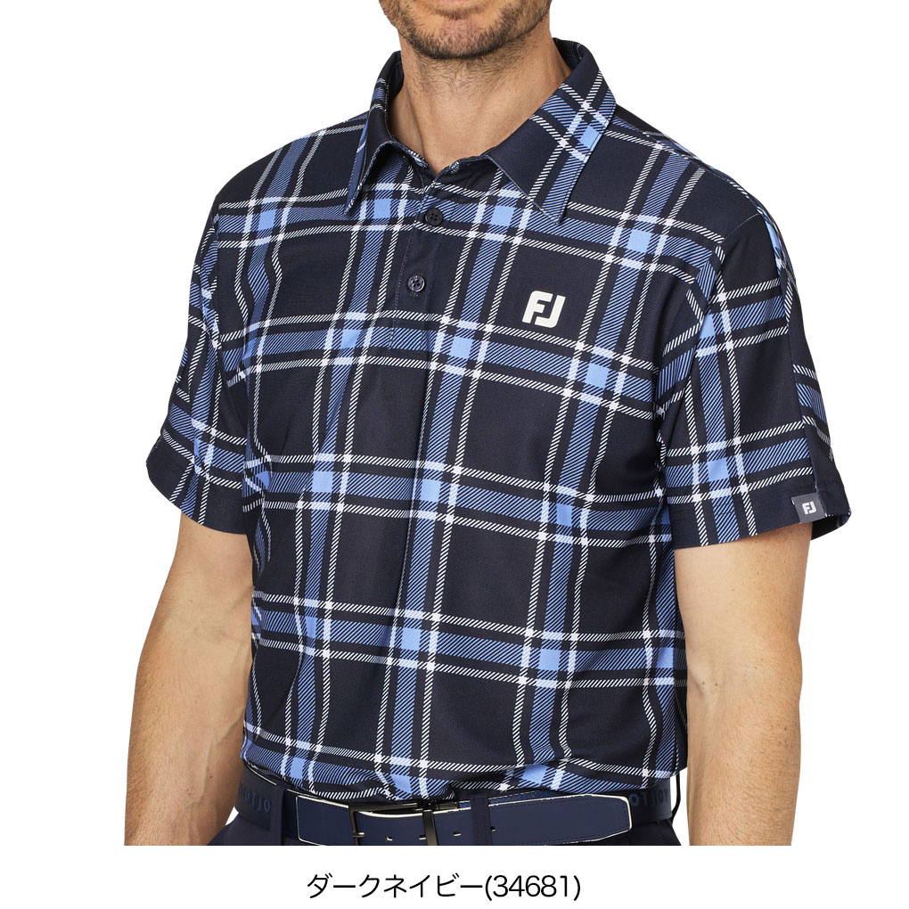 フットジョイ チェックプリント半袖鹿の子シャツ FJ-F25-S04 メンズ ゴルフウェア FOOTJOY 2025春夏モデル 日本正規品_2