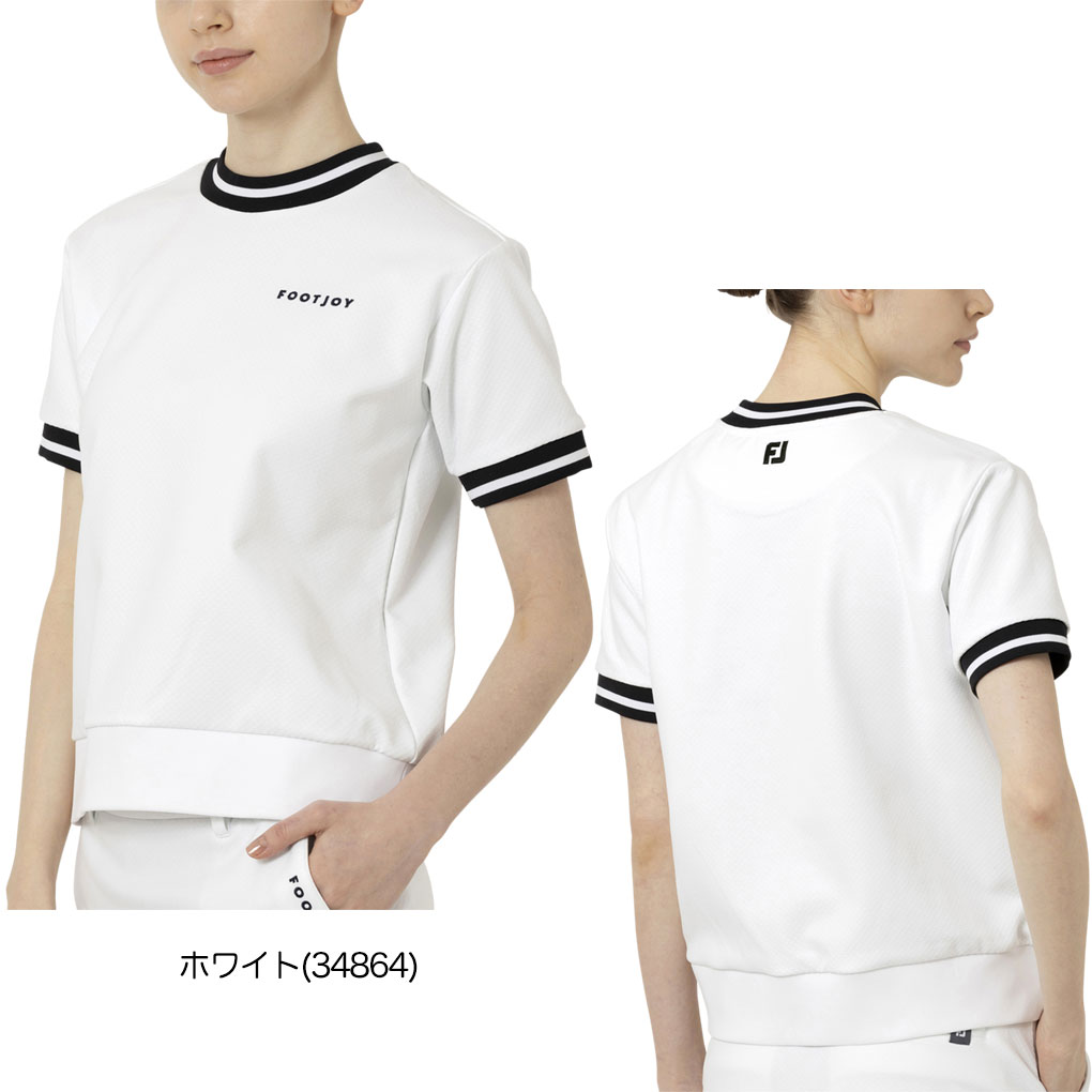 フットジョイ ラインリブ半袖クルーネックスウェット FJW-S25-M03 レディース ゴルフウェア FOOTJOY 2025春夏モデル 日本正規品 FootJoy（フットジョイ） ラインリブ半袖クルーネックスウェット FJW
