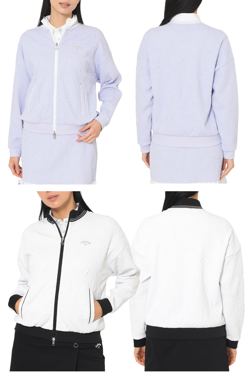 キャロウェイ フラワージャカード フルジップスウェット レディース 2025秋冬 ゴルフウェア C25217203 Callaway（キャロウェイ） フラワージャカードフルジップスウェット