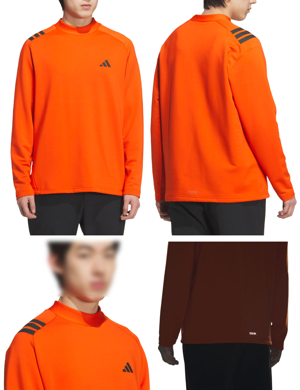 adidas（アディダス） COLD .RDY スリーストライプス 長袖モックシャツ