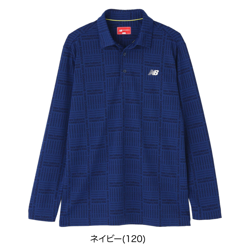 【送料無料】ニューバランス 5269002 ロゴ グレンチェック柄 ストレッチ 長袖 カラー ポロシャツ【即納】 New Balance（ニューバランス） ロゴグレンチェック柄 ストレッチ 長袖