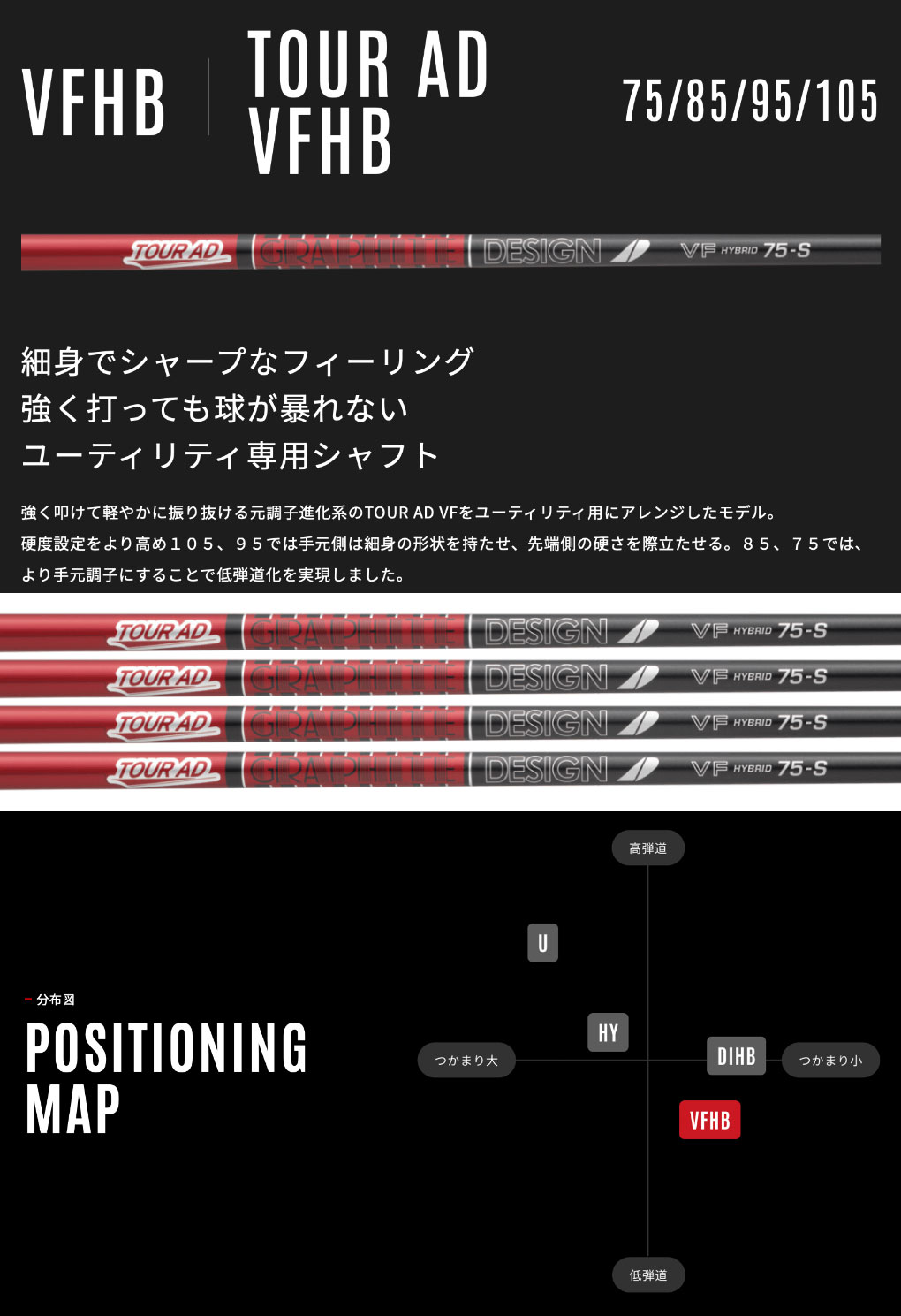 TOUR AD スリーブ装着 グラファイトデザイン VF HB ハイブリッド用