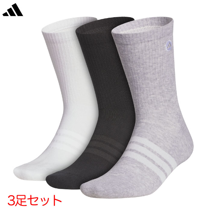アディダス クルー丈 クッションソックス 3足組 DL952 メンズ ゴルフウェア 2026春夏モデル adidas 日本正規品