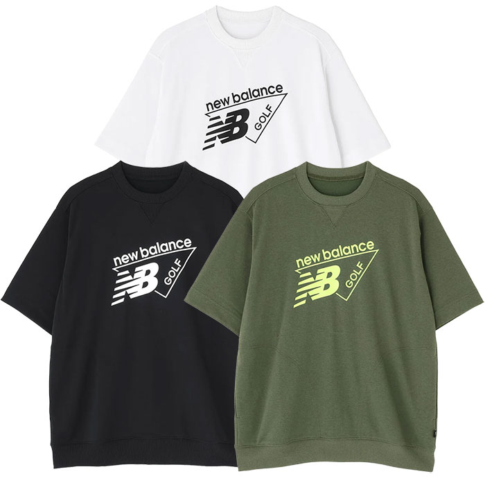 【美品‼️】ニューバランス　ゴルフ スウェット ハーフスリーブ クルーネック 緑 ハーフスリーブ スタンドジップ プルオーバー (MENS) | new balance