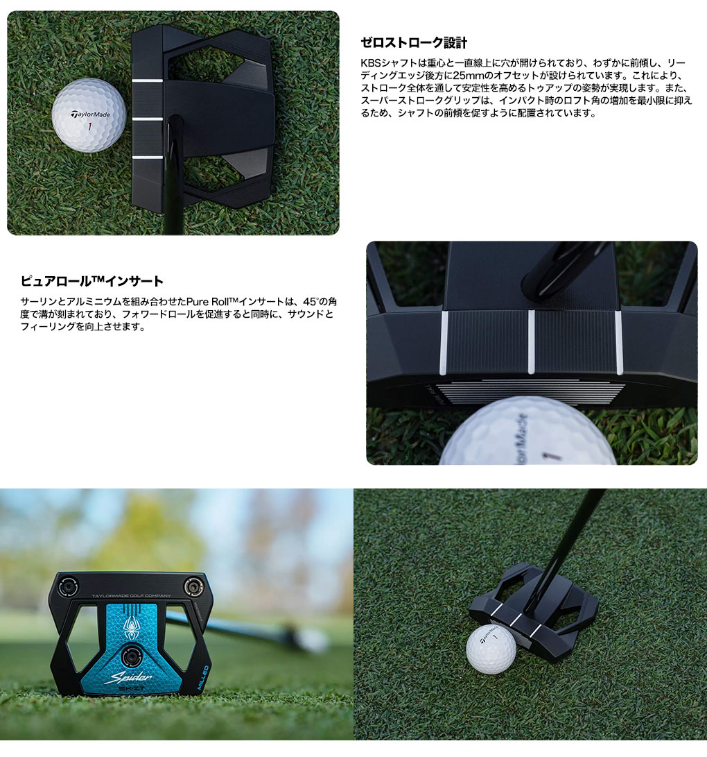 TaylorMade（テーラーメイド） Spider ZT Black 3 Line パター メンズ