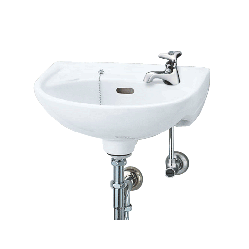 隅付手洗器 衛生フラッシュ水栓セット L-92 (床排水) LIXIL INAX