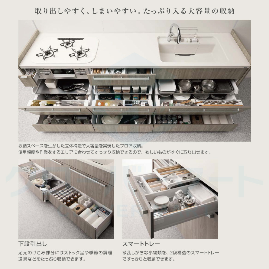 LIXIL リクシル システムキッチン リシェルSI [RICHELLE SI] 対面キッチンユニット ペニンシュラI型 W2400mm パーテーション対面 ローカウンター｜jyu-setudepart｜05
