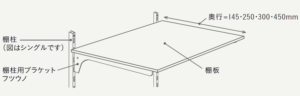 棚柱ブラケット フツウノ 左右セット D450用 ブラック ウッドワン