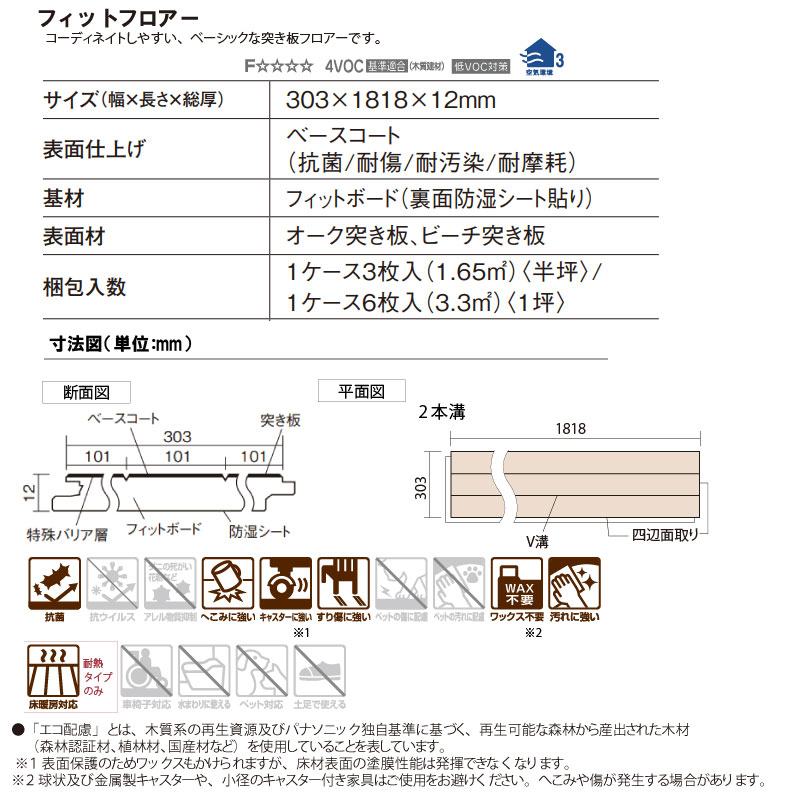 フィットフロアー 耐熱タイプ 1坪 6枚 3.3平米入 捨て貼り用 ワックス 