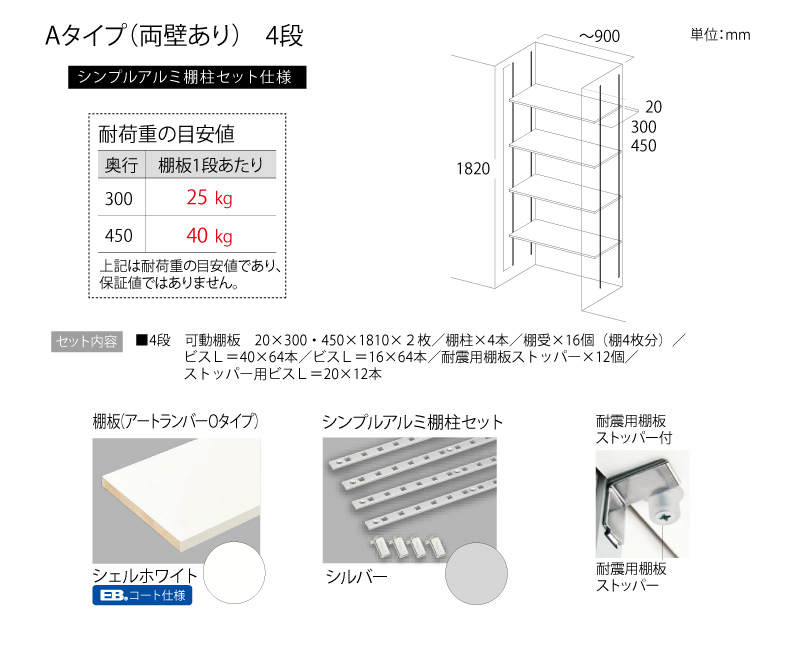 可動棚板セット 4段 シェルホワイト (棚柱1820mm×奥行300) KTA4D3-S-LW-A 南海プライウッド NANKAI :  kta4d3-s-lw-a : DIYをサポートする じゅうたす - 通販 - Yahoo!ショッピング