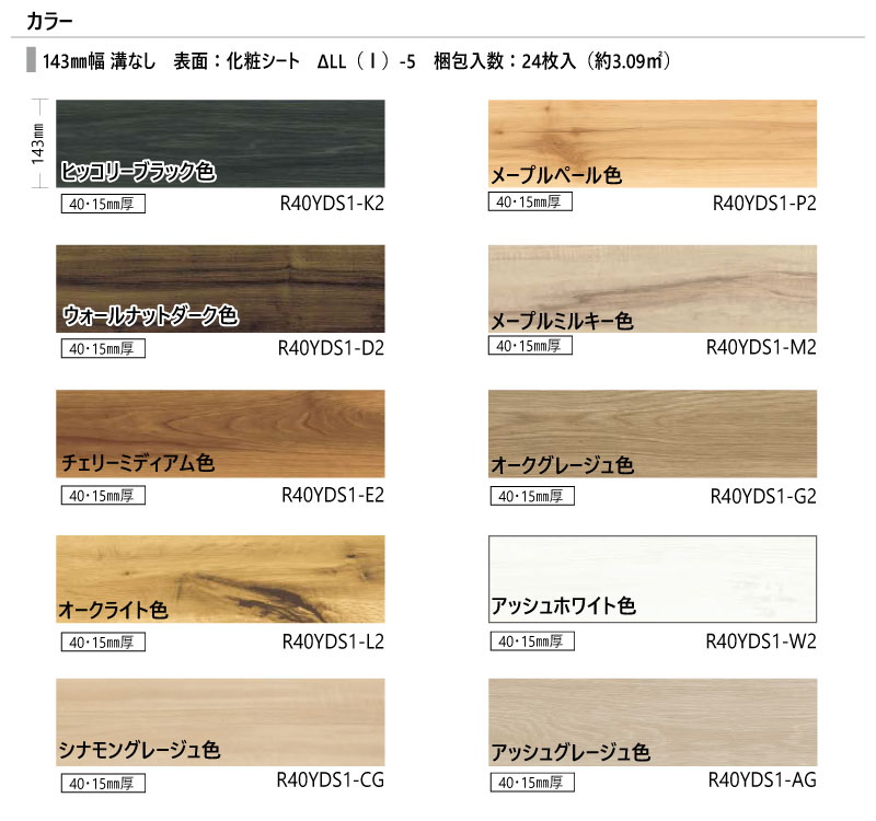 床材 カナエル R防音床暖40 143×900×15ミリ 24枚入 R40YDS1 NODA ノダ
