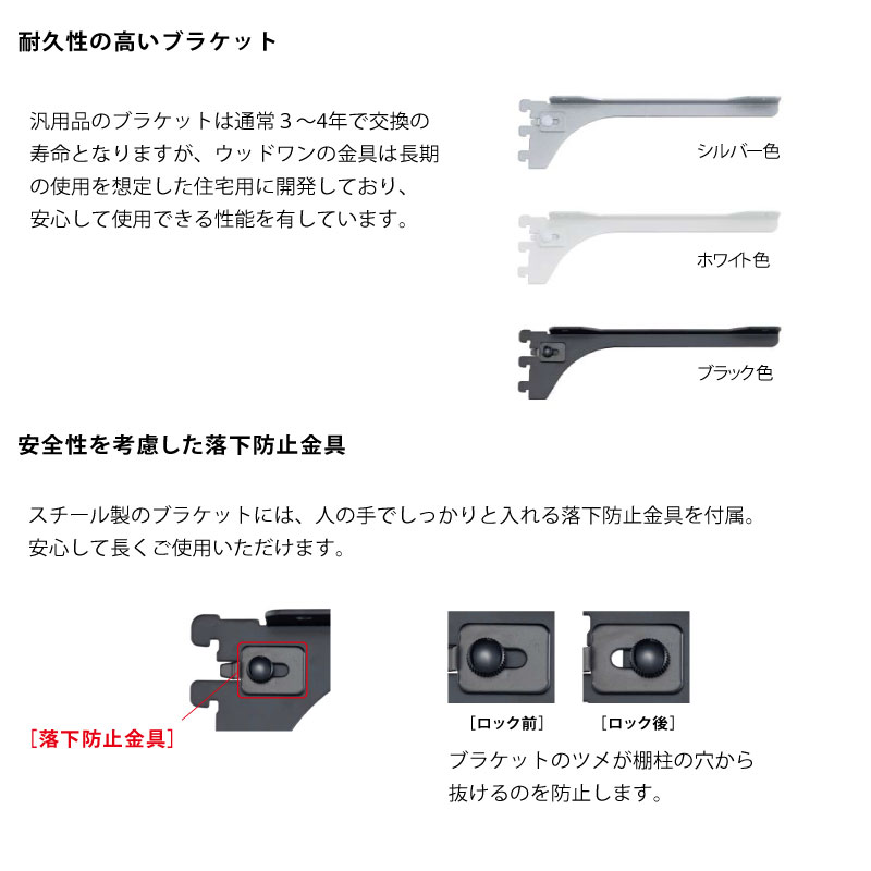棚柱ブラケット 左右セット 奥行450mm用 ホワイト 背中の壁用 仕上げ