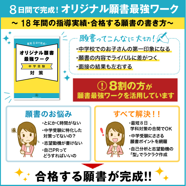 龍谷中学校・直前対策合格セット(5冊)＋オリジナル願書最強ワーク