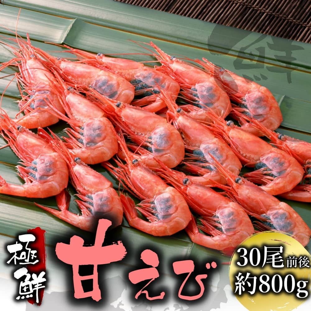 日本海産お刺身用 超特大 子持ち 甘えび 800g前後 約30尾入 甘エビ