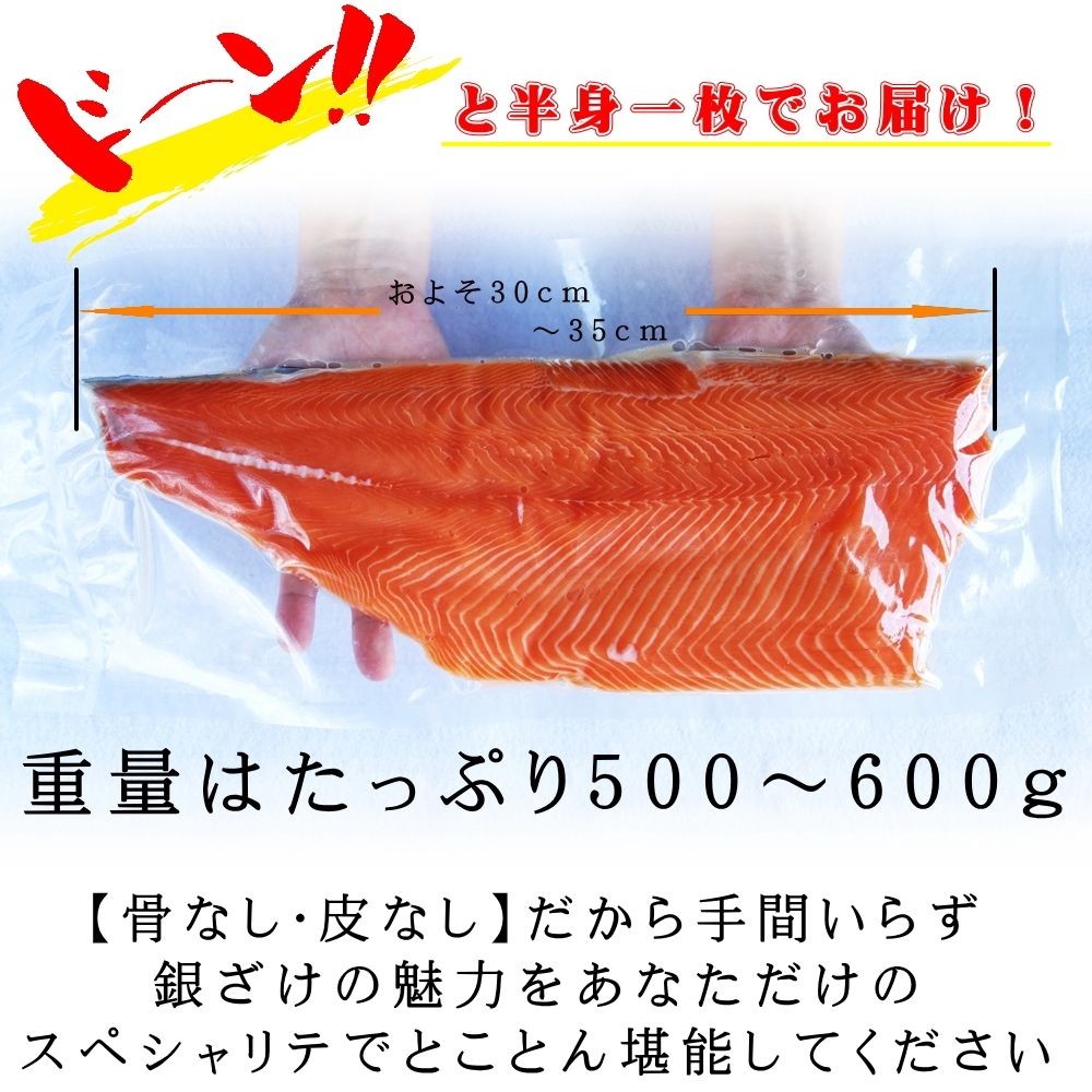 サーモン 骨なし皮なしあとは切るだけ！宮城県産お刺身用金華銀