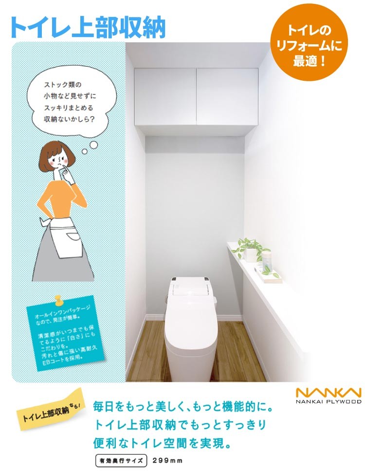 南海プライウッド トイレ上部収納+エンドパネルセット TJHD-CW-A