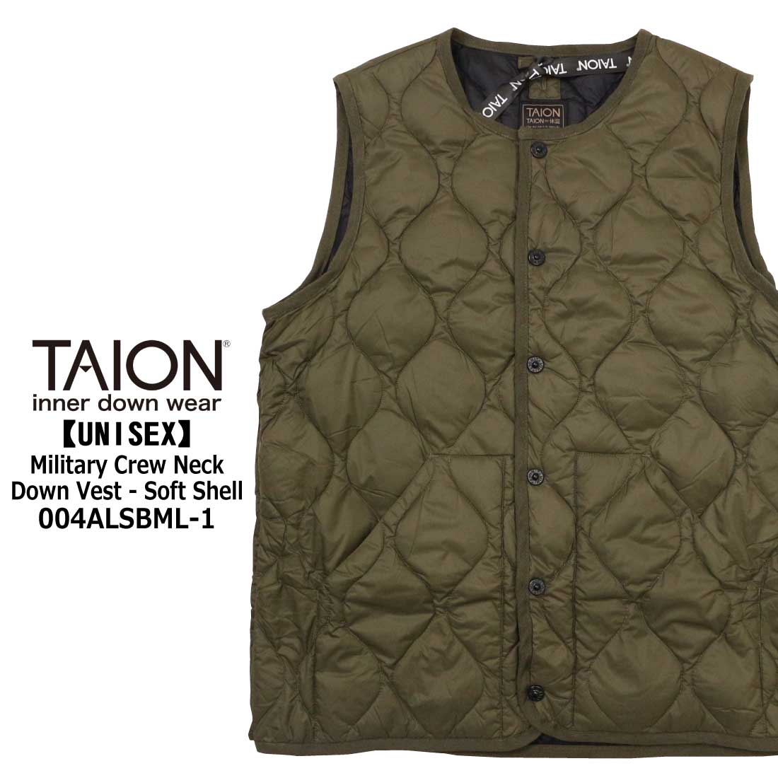 TAION（タイオン） ダウン ベスト 004ALSBML-1 ミリタリー クルー