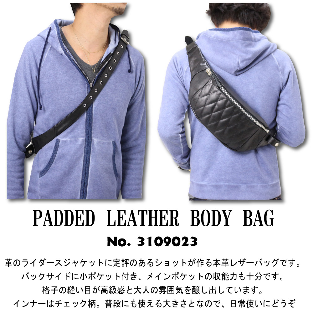 Schott ショット 3109023 782-3976006 PADDED LEATHER BODY BAG レザー