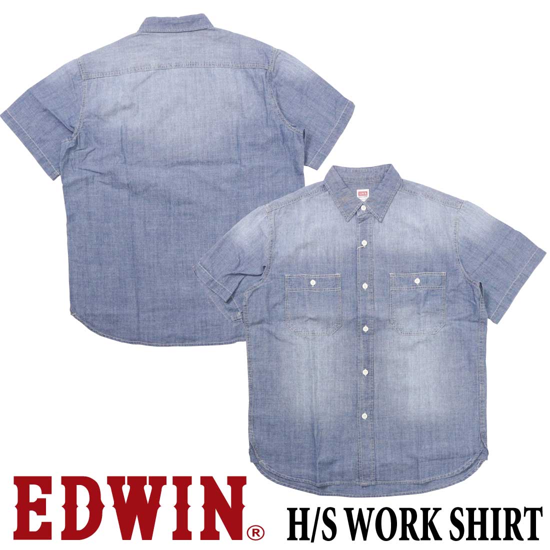 15%OFF エドウィン EDWIN 半袖 シャツ ET2140 デニムシャツ ワークシャツ レギュラーフィット カジュアル アメカジ メンズ 春夏｜k-aiya｜03