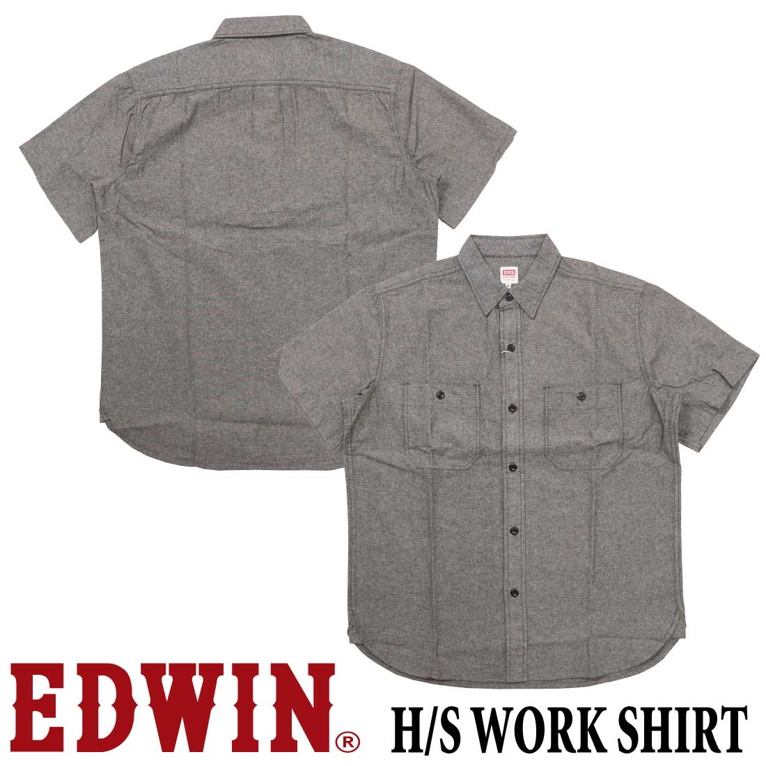 15%OFF エドウィン EDWIN 半袖 シャツ ET2140 デニムシャツ ワークシャツ レギュラーフィット カジュアル アメカジ メンズ 春夏