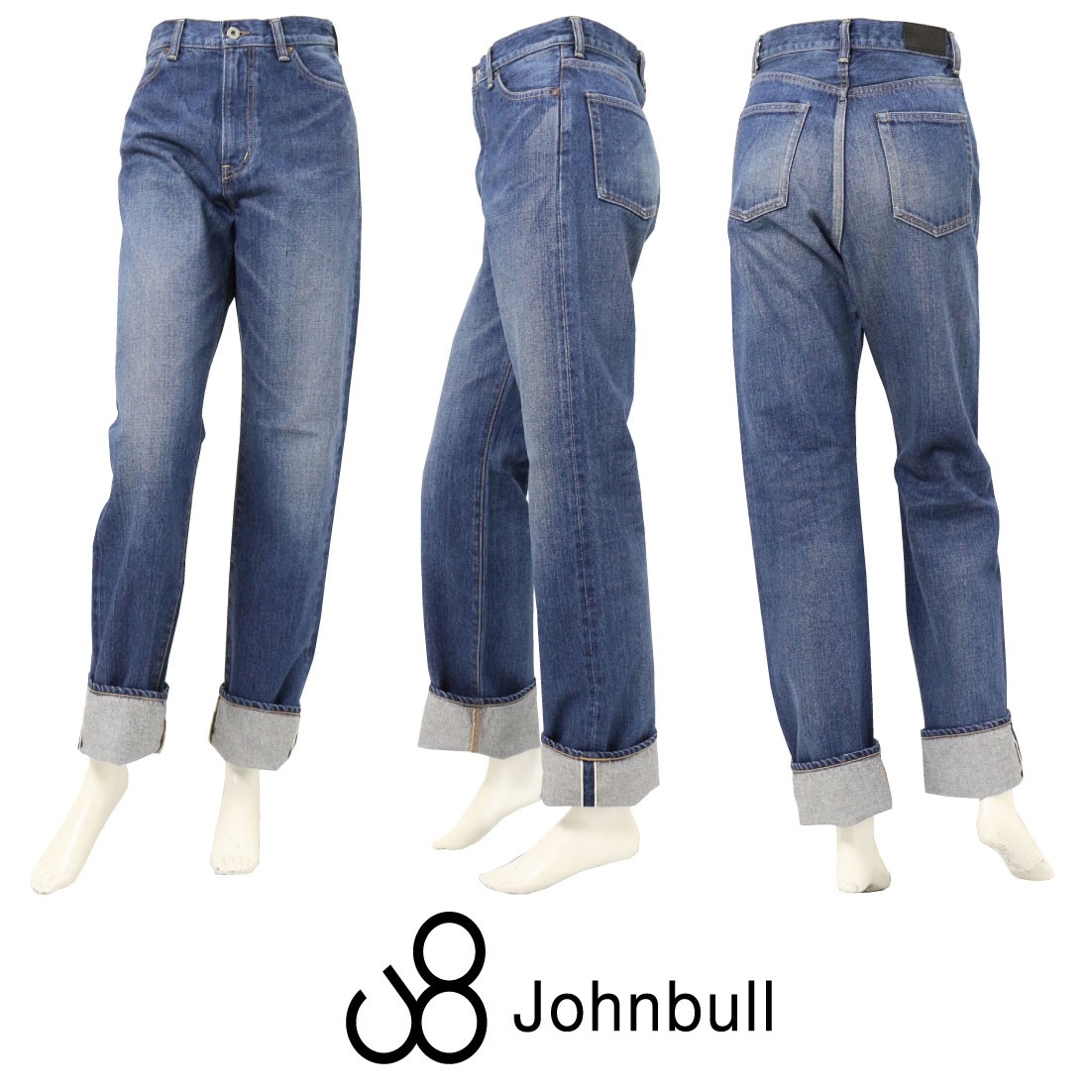 JOHNBULL ストレートデニム JM243P17 L Johnbull（ジョンブル） ZP024 ジーンズ ストレート デニム 太 ロール