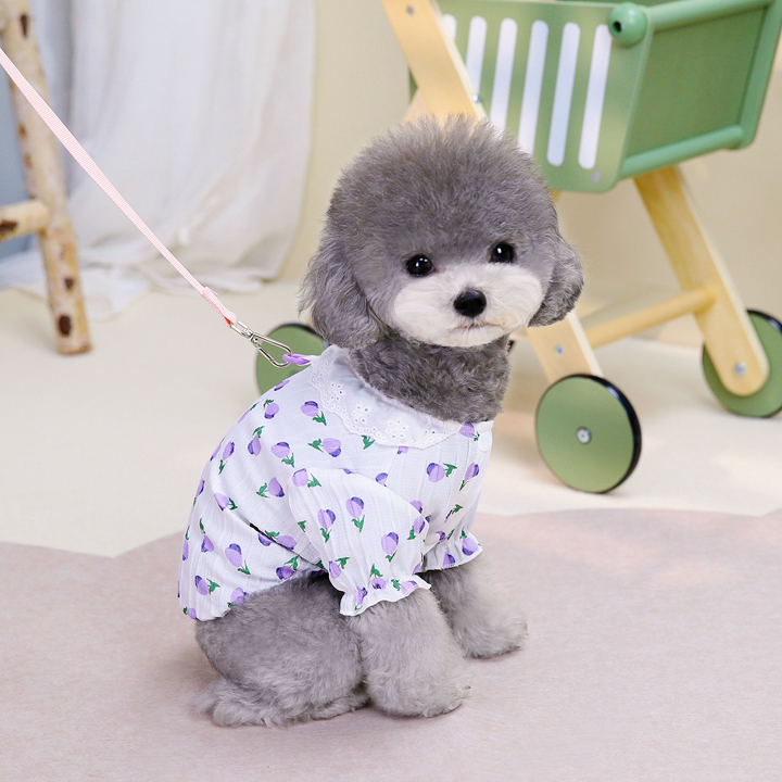 はっぴーDOG 犬 服 犬服 いぬ 犬の服 シャツ ブラウス 花柄 レース 袖