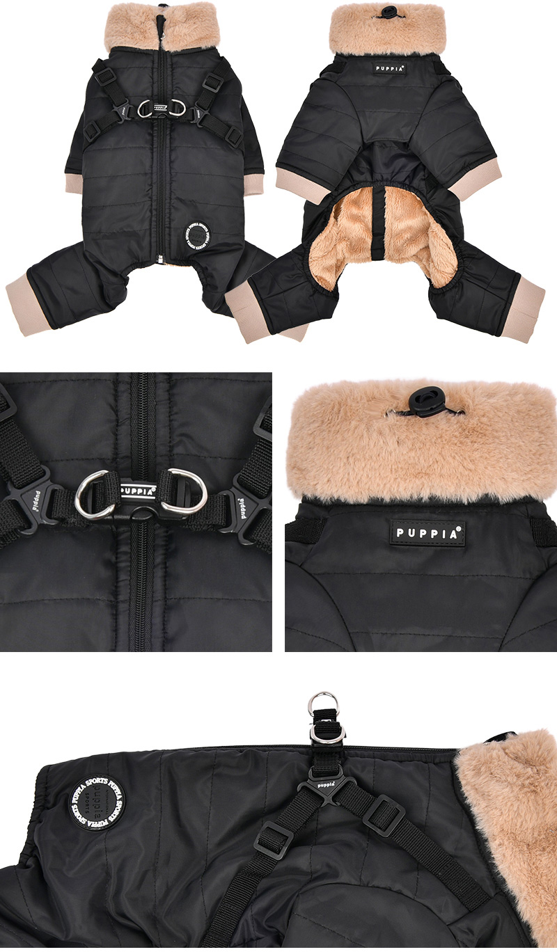 PARIERO 犬服 つなぎ 2着セット はっぴーDOG 犬 服 犬服 いぬ 犬の服 ジャケット ハーネス一体型 裏