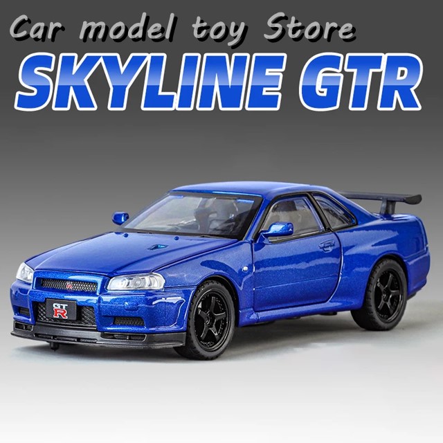 1:32日産スカイラインアレスGTR R34合金スポーツカーモデルダイ