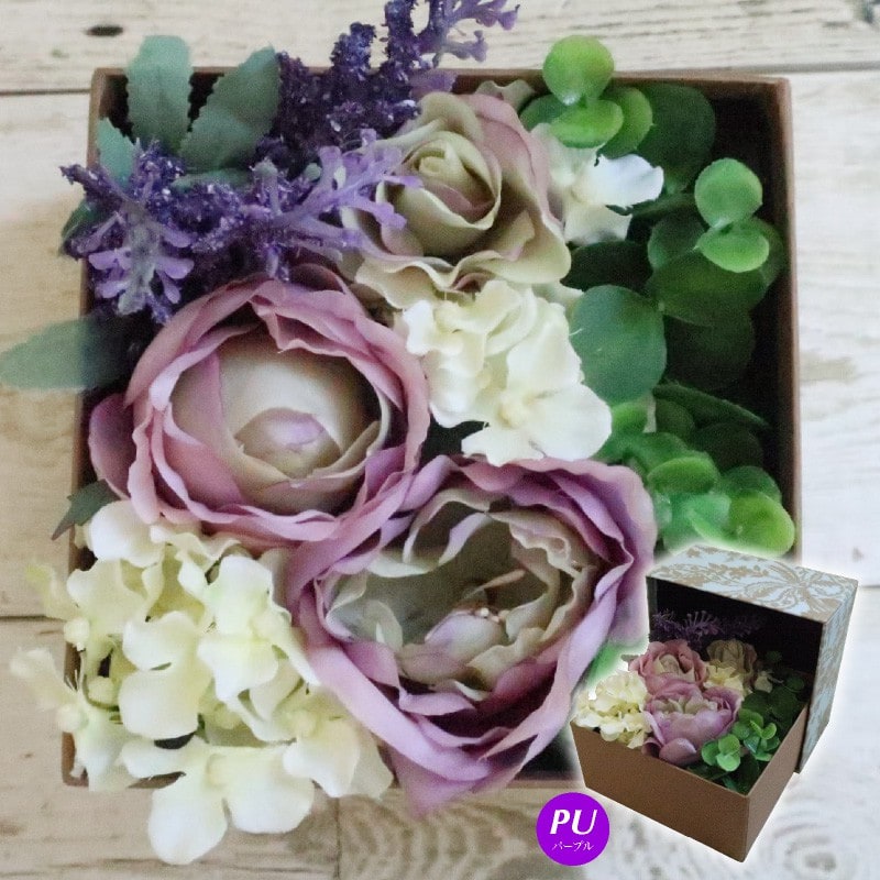 神戸花物語 造花 アートフラワー BOXアレンジ レクラン ピンク