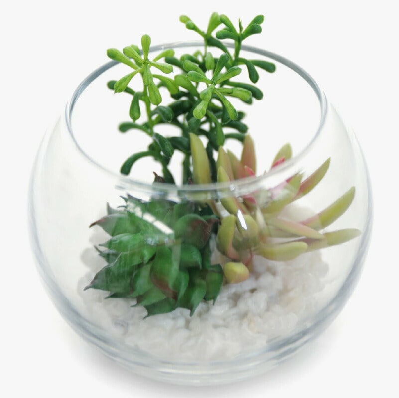 再販ガラスポットフェイクグリーン寄せ植え風アレンジa▫️フェイク多肉植物 観葉植物 神戸花物語 フェイクグリーン 観葉植物 人工観葉 卓上 ミニ 小さい