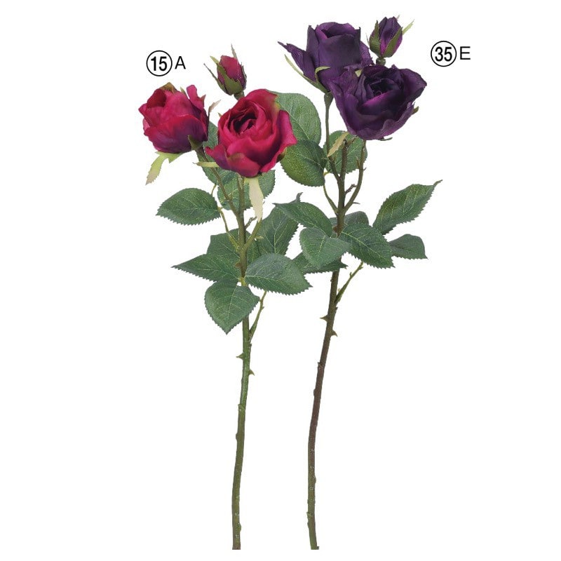 神戸花物語 asca ローズ（2輪 つぼみ1個） バラ 薔薇 花材 造花