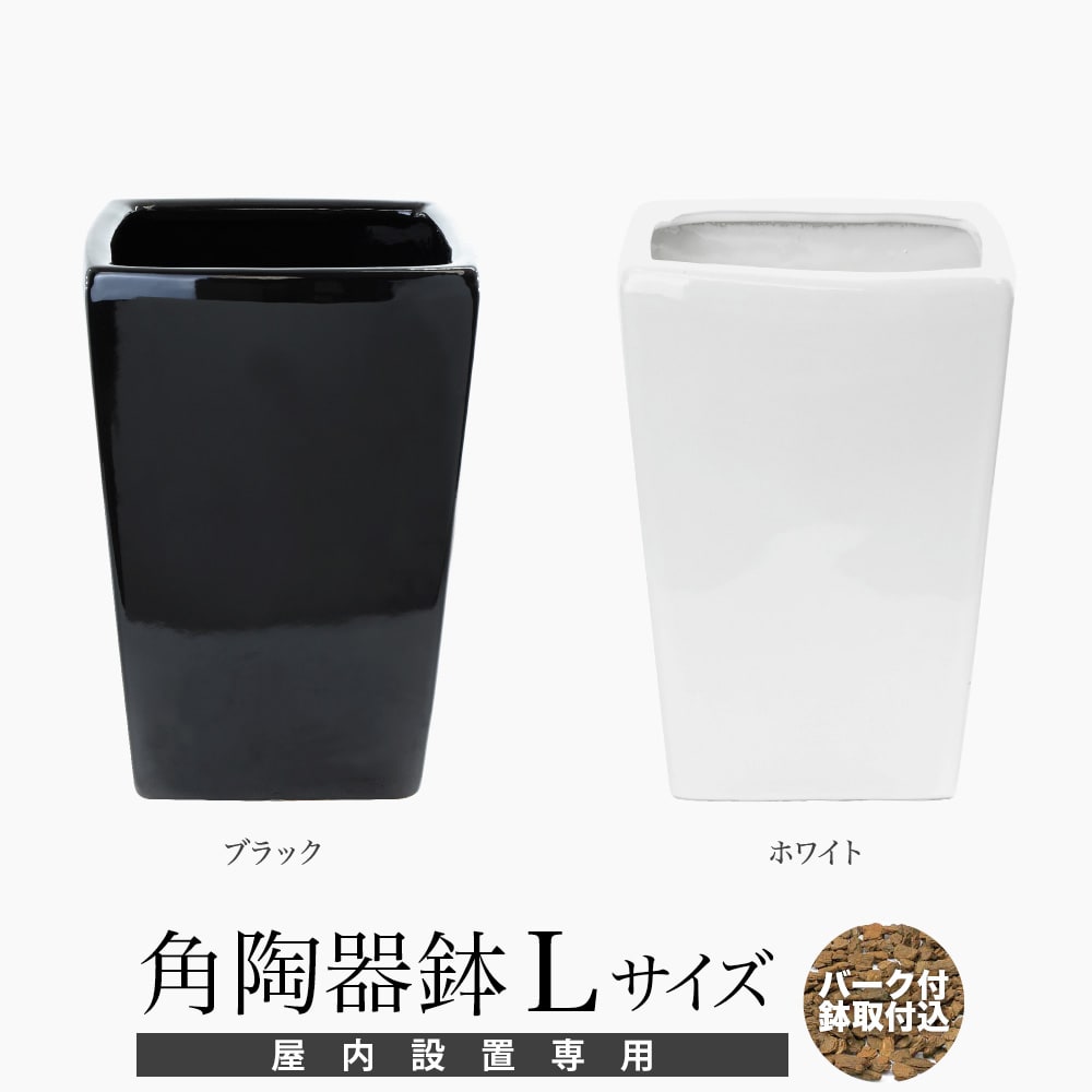 フェイクグリーン ポット 鉢 アークオリジナル 角陶器鉢 Lサイズ(大